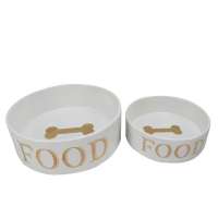 2020 White Pet Feed Food Water Ceramic Cat Bowl