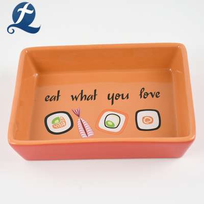 Eat What You Love Custom Design Rectangular Ceramic Dog And Cat Plates