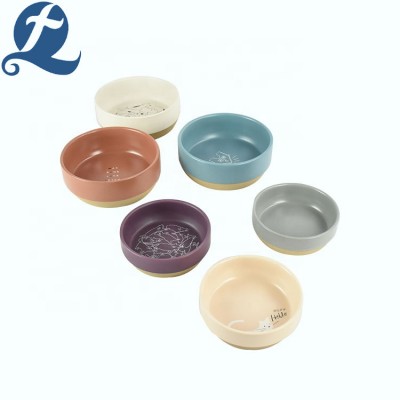 Hot sale custom round decal matte glaze modern ceramic dog bowl