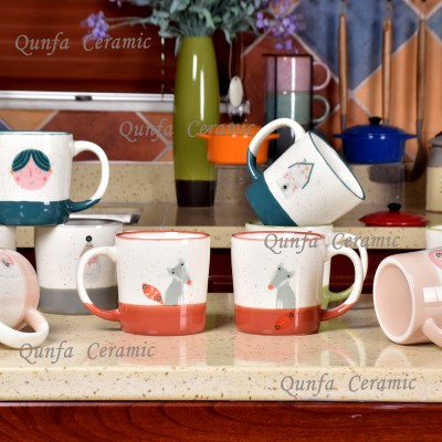 Custom Handle printed milk coffee design cartoon couple ceramic mug