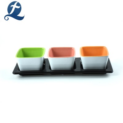 Indoor Modern White Mini Square Ceramic 3 pcs Flower Pots