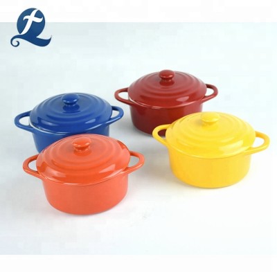 Factory Cheap Round Color Glaze Ceramic Mini Casserole With Lid